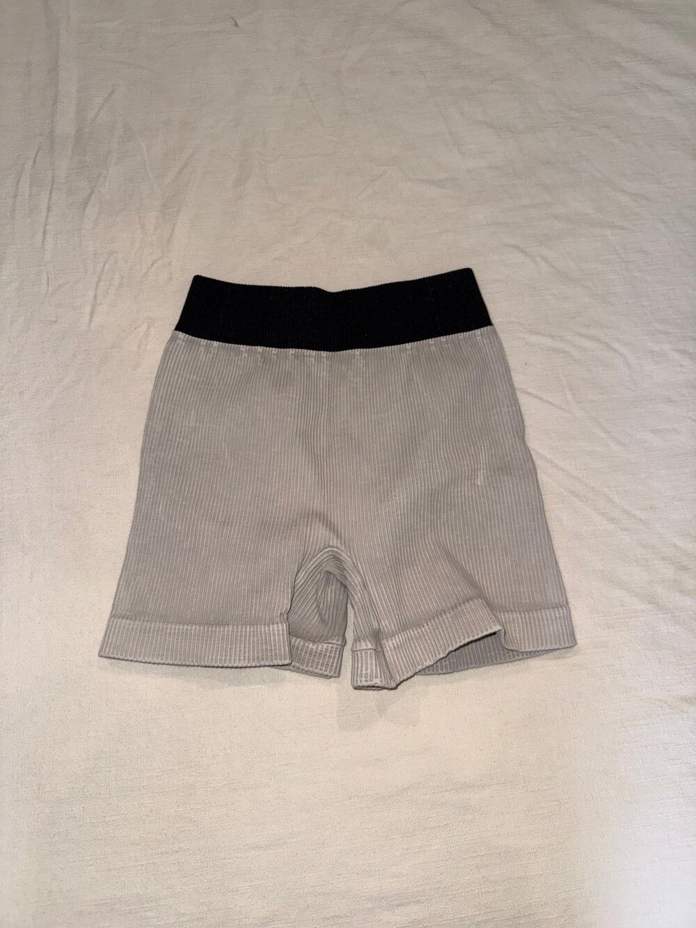 Free People Movement Ribbed Biker Shorts Gray/Black Colorblock Size S